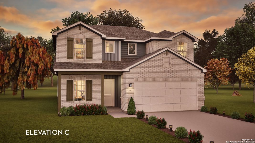 Front exterior of a new home in Hennersby Hollow, San Antonio, TX, highlighting curb appeal (Image 1). Front exterior of a new home in Hennersby Hollow, San Antonio, TX, highlighting curb appeal (Image 1).