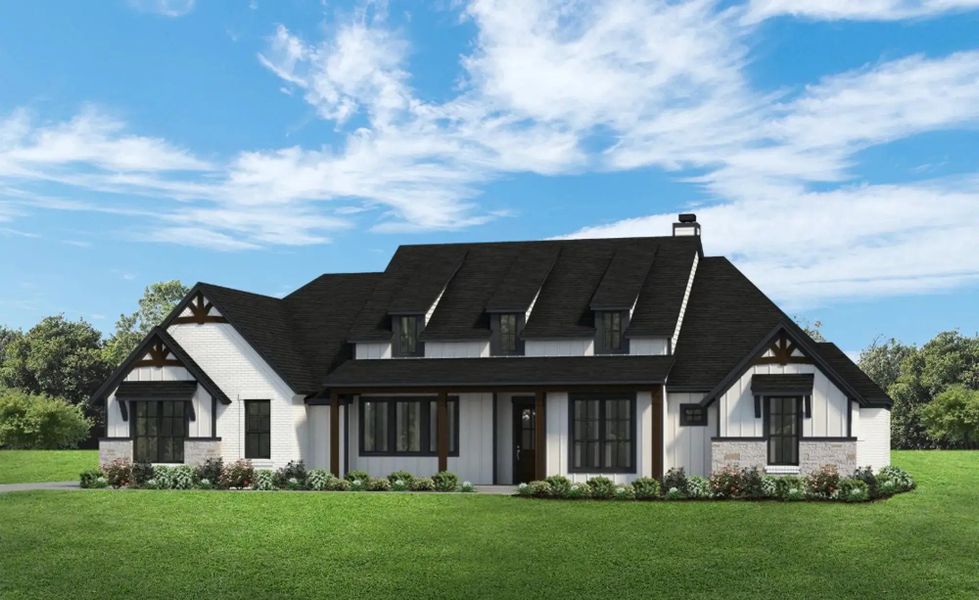 Representative exterior photo of a completed home built from the The Avery by Elmwood Custom Homes in Aledo Heights, Aledo, TX (Image 10).