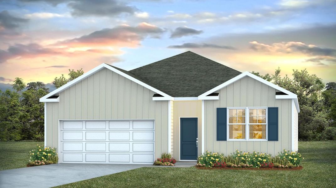 Representative exterior photo of a completed home built from the Cali by D.R. Horton in Gates Village, Lugoff, SC (Image 19). Representative exterior photo of a completed home built from the Cali by D.R. Horton in Gates Village, Lugoff, SC (Image 19).