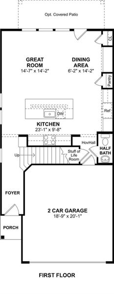 The Marietta floor plan by K. Hovnanian Homes. 1st Floor shown. *Prices, plans, dimensions, features, specifications, materials, and availability of homes or communities are subject to change without notice or obligation.