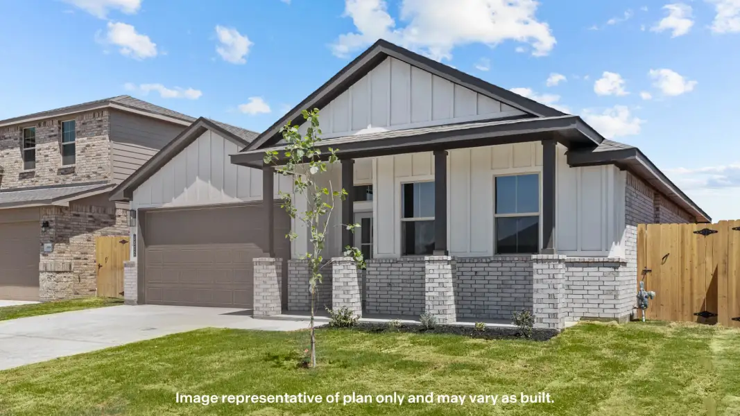 Front exterior of a new home in Homestead at Parks Bell Ranch, Odessa, TX, highlighting curb appeal (Image 15).