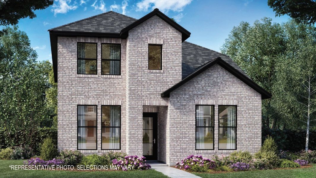 Front exterior of a new home in Light Farms Brenham - 40' Lots, Celina, TX, highlighting curb appeal (Image 1). Front exterior of a new home in Light Farms Brenham - 40' Lots, Celina, TX, highlighting curb appeal (Image 1).