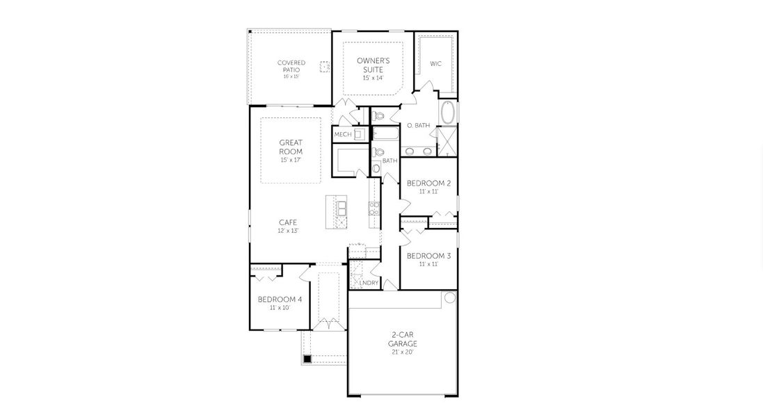 2D floor plan layout for the Edison - 50' Homesites by Dream Finders Homes in Jennings Farm, Middleburg, FL (Image 2). 2D floor plan layout for the Edison - 50' Homesites by Dream Finders Homes in Jennings Farm, Middleburg, FL (Image 2).