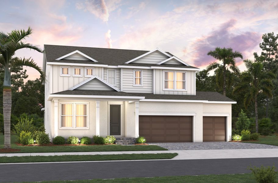 Representative exterior photo of a completed home built from the Monterey by Beazer Homes in Acuera Estates, Apopka, FL (Image 2). Representative exterior photo of a completed home built from the Monterey by Beazer Homes in Acuera Estates, Apopka, FL (Image 2).