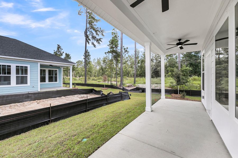 Exterior details and patio area of a home in Nexton – Midtown – The Garden Collection, Summerville (Image 23).