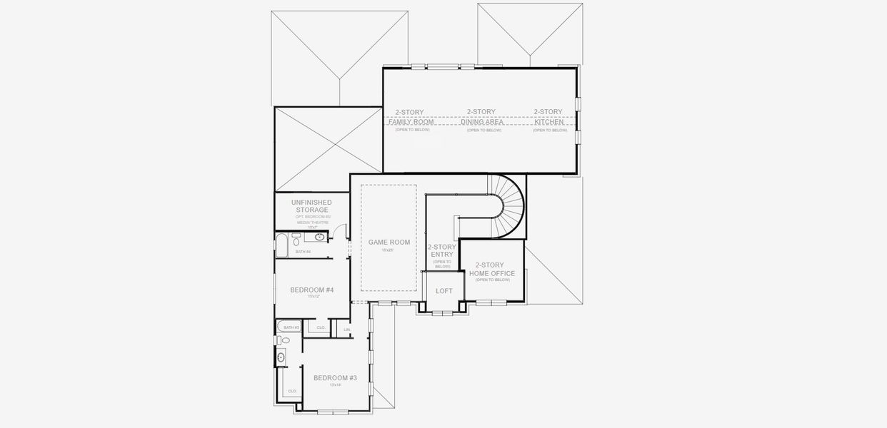 2D floor plan layout for the 4137W by Perry Homes in Evergreen 70', Conroe, TX (Image 3).