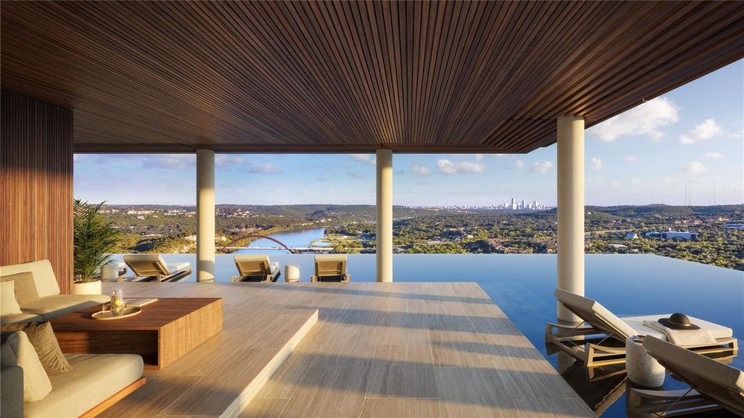 Exterior details and patio area of a home in Four Seasons Private Residences Lake Austin, Austin (Image 2).