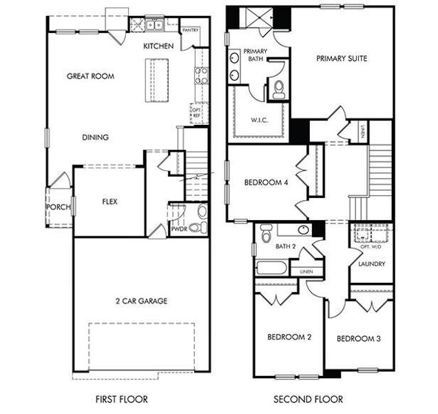 2D floor plan layout of this home in Kemah Crossing - City Series, Kemah, TX (Image 2). 2D floor plan layout of this home in Kemah Crossing - City Series, Kemah, TX (Image 2).