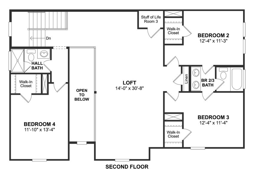 2D floor plan layout for the Stirling by K. Hovnanian® Homes in North Sky, Celina, TX (Image 5). 2D floor plan layout for the Stirling by K. Hovnanian® Homes in North Sky, Celina, TX (Image 5).