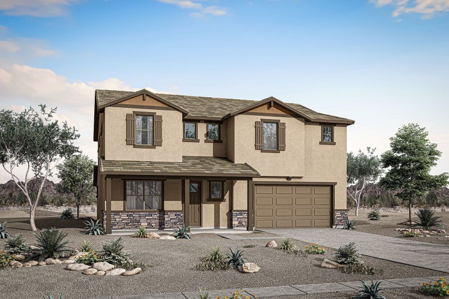 Representative exterior photo of a completed home built from the Revere by Mattamy Homes in Miravida, Surprise, AZ (Image 17).