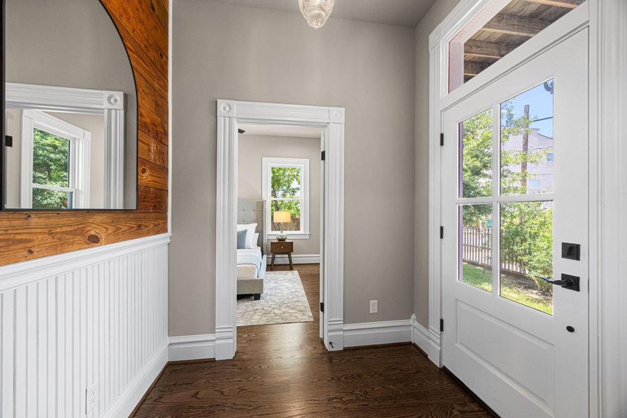 From the entry, looking to your right is 1 of 2 downstairs bedrooms. From the entry, looking to your right is 1 of 2 downstairs bedrooms.