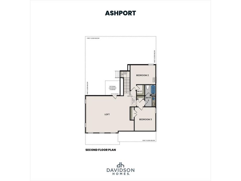 2D floor plan layout for the The Ashport G by Davidson Homes LLC in Sage on North Main, Wake Forest, NC (Image 4).
