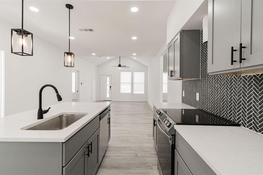 The venthood is in the process of being installed.