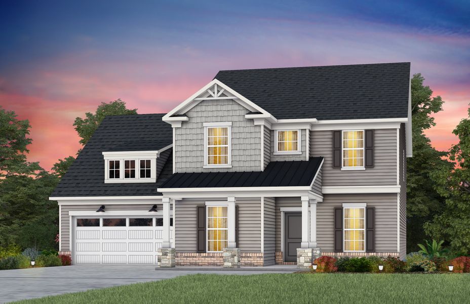Front exterior of a new home in Forest Creek, Waxhaw, NC, highlighting curb appeal (Image 24). Front exterior of a new home in Forest Creek, Waxhaw, NC, highlighting curb appeal (Image 24).