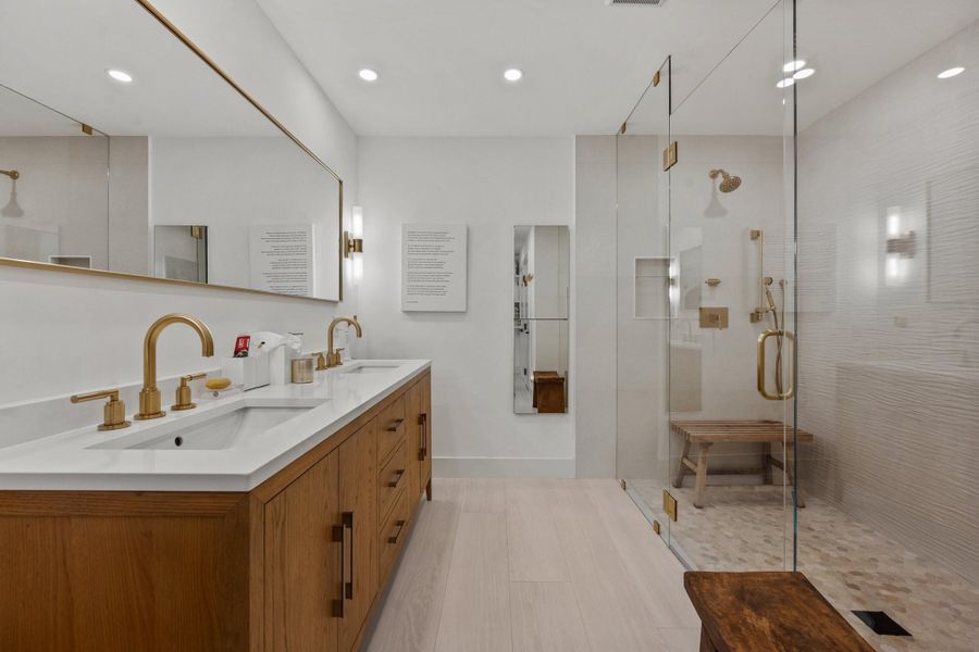 Dual sinks and shower in Master Bath
