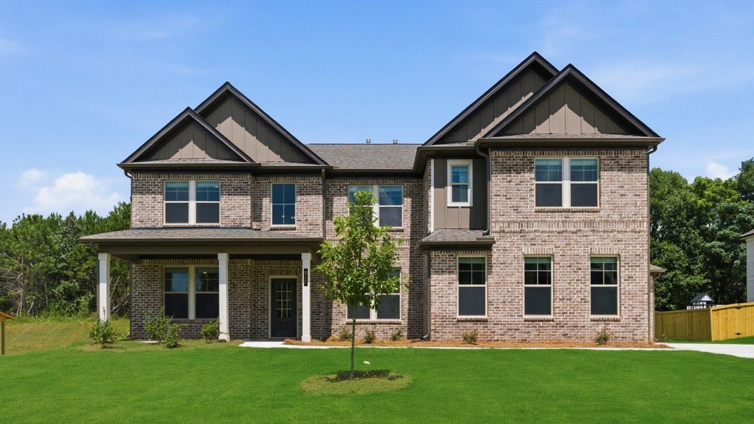 Representative exterior photo of a completed home built from the Clarity by DRB Homes in Trinity Park, McDonough, GA (Image 22). Representative exterior photo of a completed home built from the Clarity by DRB Homes in Trinity Park, McDonough, GA (Image 22).