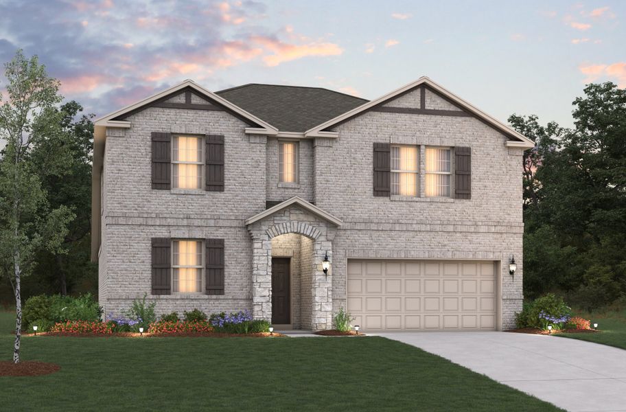 Representative exterior photo of a completed home built from the Rainier by Beazer Homes in Whitewing Trails: Meadows 50', Princeton, TX (Image 1).
