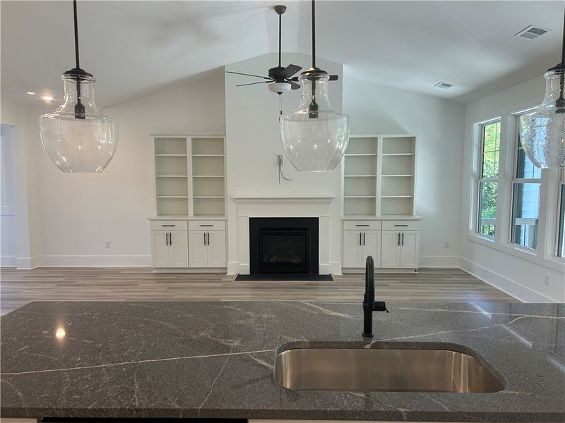 This bright living space features vaulted ceilings This bright living space features vaulted ceilings