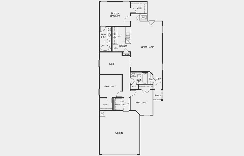 2D floor plan layout for the 1361 by KB Home in Watermill – Heritage Collection, Uhland, TX (Image 3).