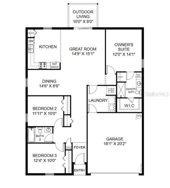 2D floor plan layout of this home in Poinciana, Poinciana, FL (Image 5).
