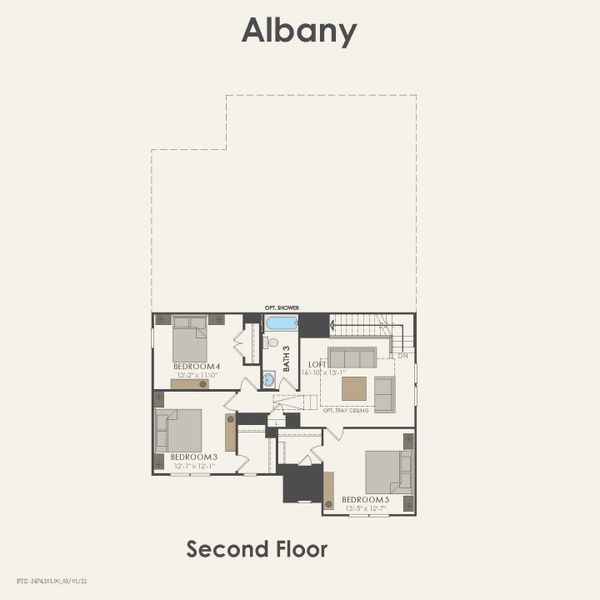 2D floor plan layout for the Albany by Pulte Homes in Whitewing Trails, Princeton, TX (Image 27).