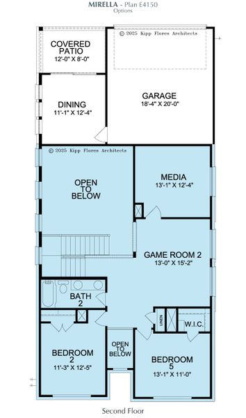 2D floor plan layout for the Mirella by Landon Homes in Fields - East Village, Frisco, TX (Image 6). 2D floor plan layout for the Mirella by Landon Homes in Fields - East Village, Frisco, TX (Image 6).