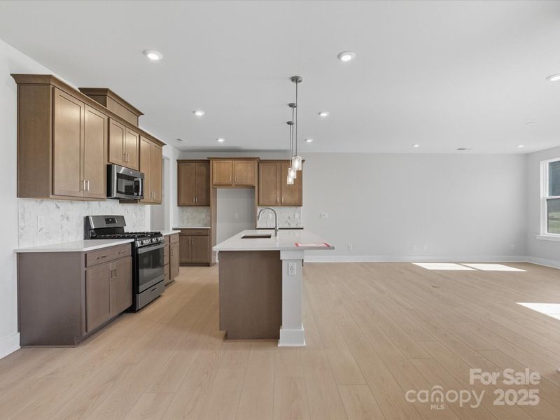 Designer Pendant Lighting Adds Interest to the Space.