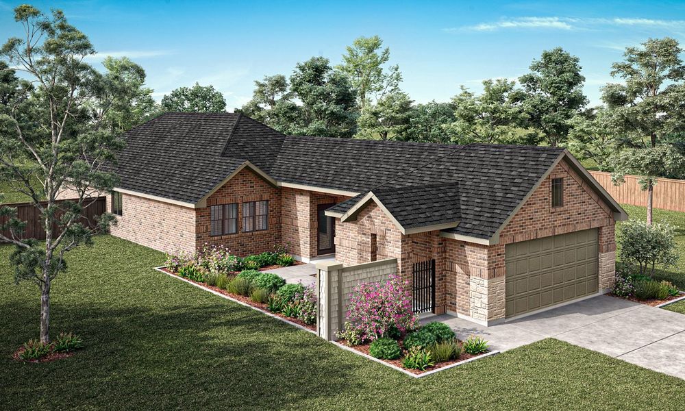 Representative exterior photo of a completed home built from the Harwood by Pacesetter Homes in The Reserve at Spiritas Ranch, Little Elm, TX (Image 15).