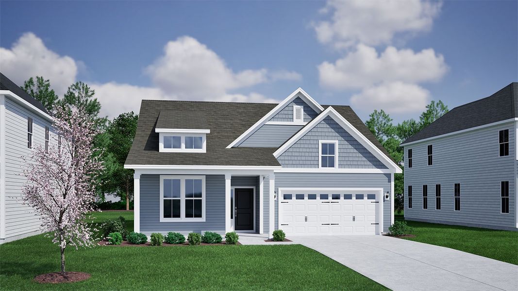 Representative exterior photo of a completed home built from the Cary - Vanguard Collection by Mungo Homes in Cottages at Lake Emory, Inman, SC (Image 14).