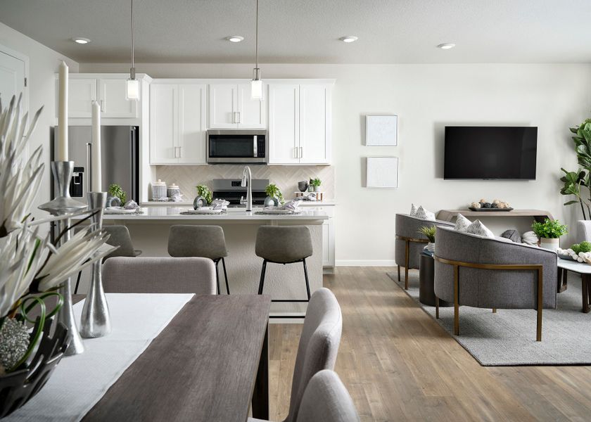 Furnished interior view inside a new home in Candelas Townhomes, Arvada (Image 4).