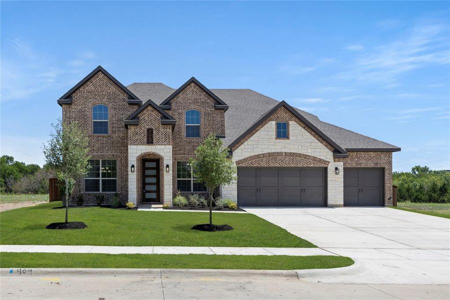 Front exterior of a new home in Lovers Landing, Forney, TX, highlighting curb appeal (Image 19). Front exterior of a new home in Lovers Landing, Forney, TX, highlighting curb appeal (Image 19).