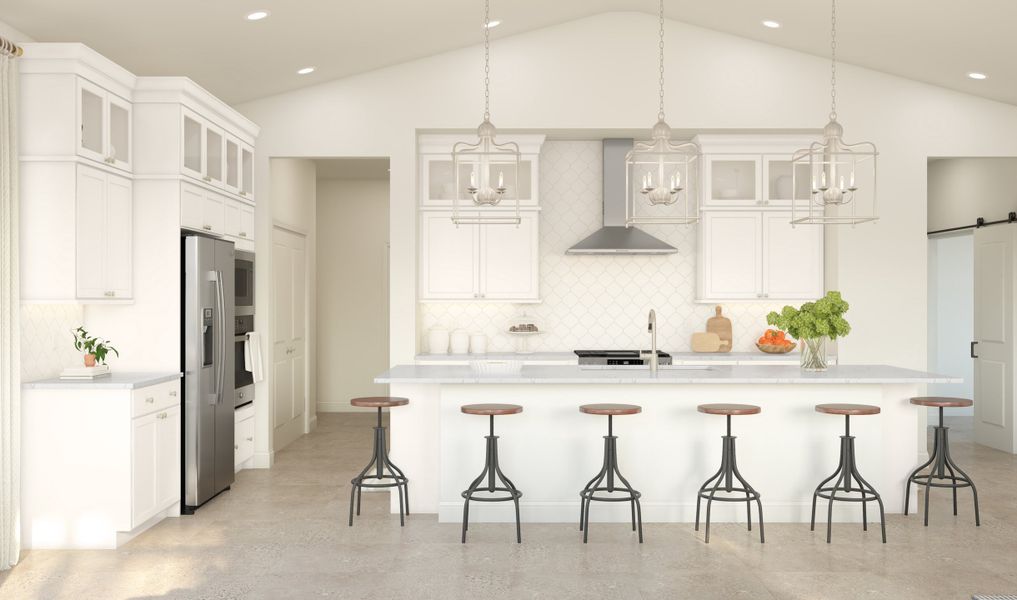 Kitchen with pendant lighting