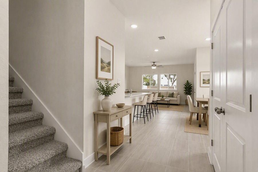 Furnished interior view inside a new home in Saddle Creek Twinhomes, Georgetown (Image 4). Furnished interior view inside a new home in Saddle Creek Twinhomes, Georgetown (Image 4).