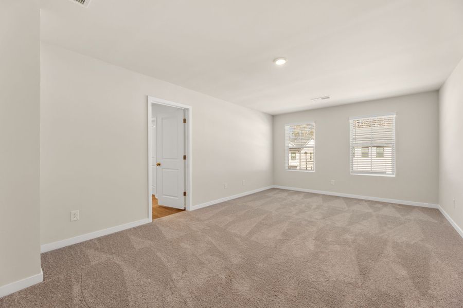 A hallway with a carpet.