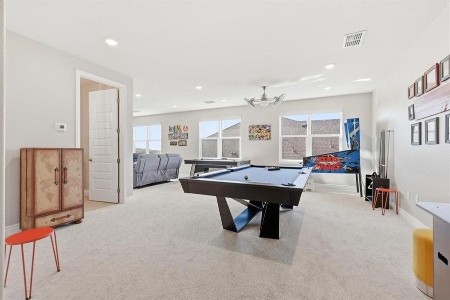 Upstairs game and media room