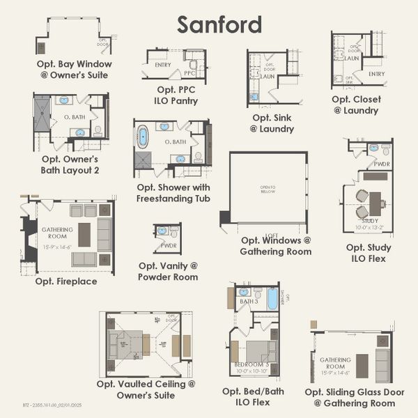 2D floor plan layout for the Sanford by Pulte Homes in Ribbonwood, Aubrey, TX (Image 25).