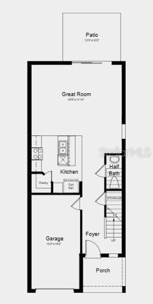 2D floor plan layout of this home in Waterstone Townhomes, Groveland, FL (Image 3).