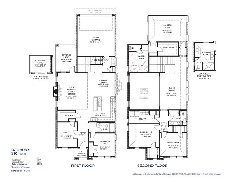 2D floor plan layout for the Danbury - SH 3104 by Shaddock Homes in Light Farms Brenham - 40' Lots, Celina, TX (Image 3). 2D floor plan layout for the Danbury - SH 3104 by Shaddock Homes in Light Farms Brenham - 40' Lots, Celina, TX (Image 3).