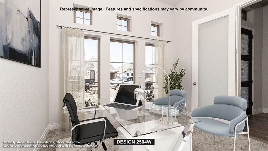 Office area featuring baseboards and a high ceiling