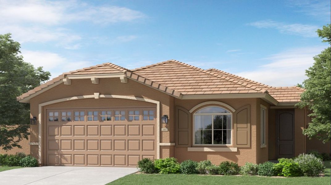 Front exterior of a home in the Asante: Discovery 2.1 & 2.13 community, located in Surprise, AZ (Image 3).