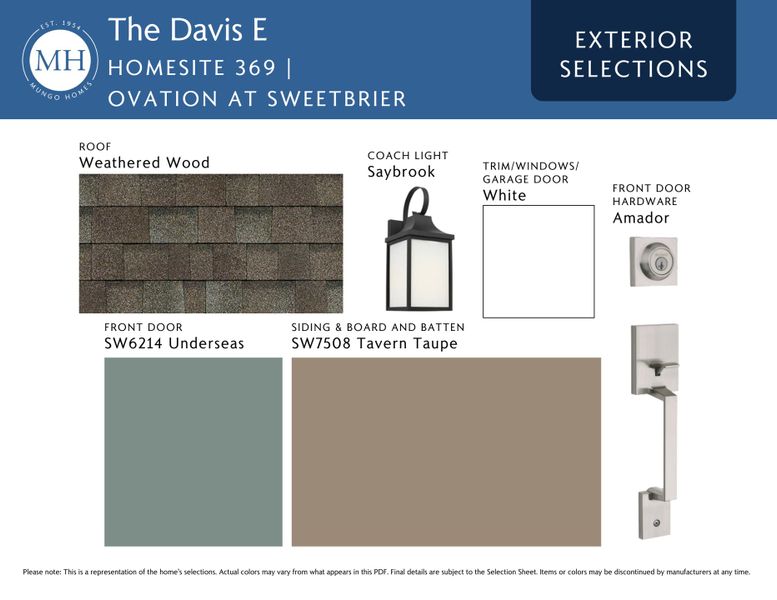 Sample of building materials used in homes in Ovation at Sweetbrier, Durham (Image 3).