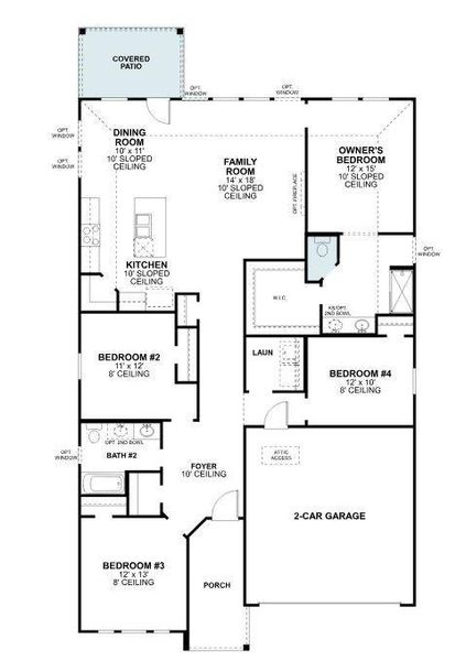 2D floor plan layout of this home in Hunters Ridge, Crowley, TX (Image 3).