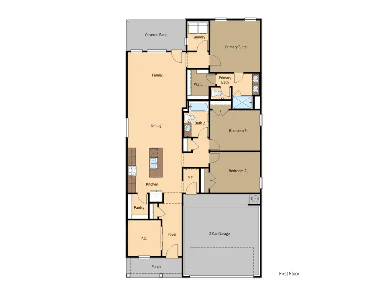 2D floor plan layout for the Sagebrush by View Homes in Paseo del Este, El Paso, TX (Image 3).