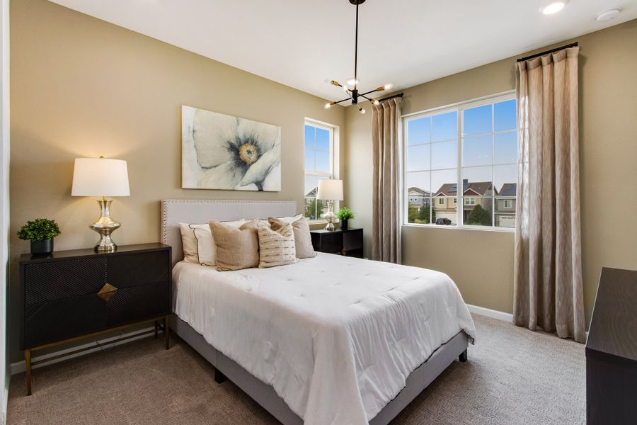 Furnished interior view inside a new home in Candelas Townhomes, Arvada (Image 20). Furnished interior view inside a new home in Candelas Townhomes, Arvada (Image 20).