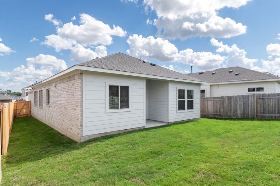 Exterior details and patio area of a home in Crosswinds, Kyle (Image 4).