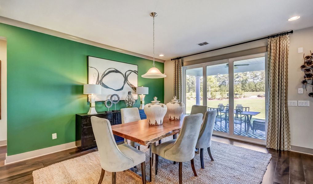 Dining area with sliding door