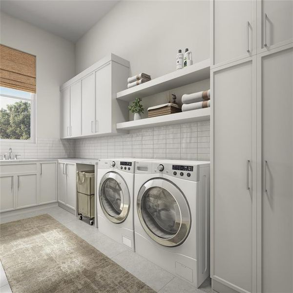 Function meets style in this downstairs laundry room, designed for efficiency and organization. With ample storage, counter space, and a sleek, modern aesthetic, laundry day just got an upgrade!