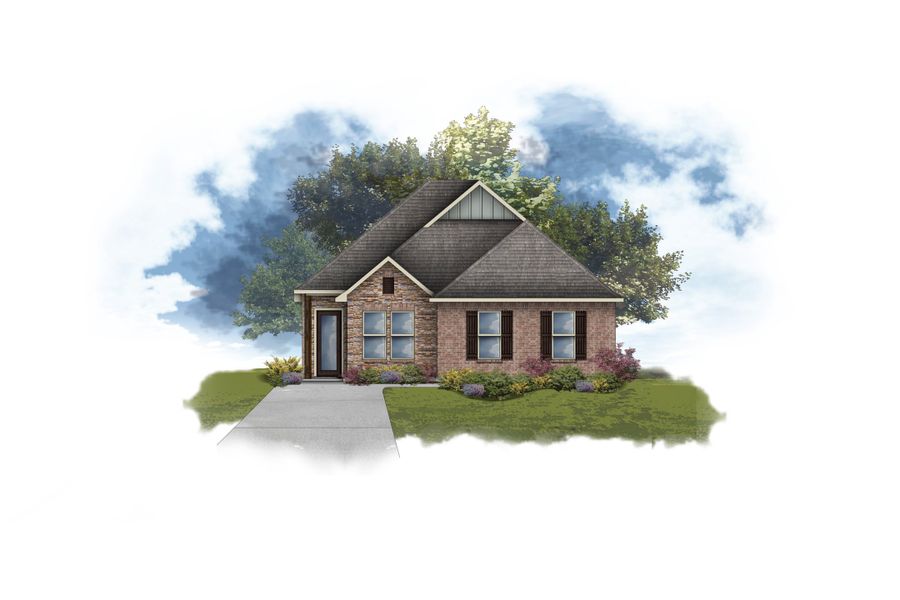 Representative exterior photo of a completed home built from the Adrian II T by DSLD Homes in Longleaf, Lumberton, TX (Image 1). Representative exterior photo of a completed home built from the Adrian II T by DSLD Homes in Longleaf, Lumberton, TX (Image 1).