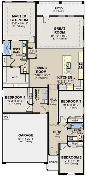 2D floor plan layout of this home in Paseo Del Este, El Paso, TX (Image 2).