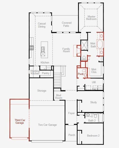 2D floor plan layout of this home in Hulen Trails, Fort Worth, TX (Image 4).